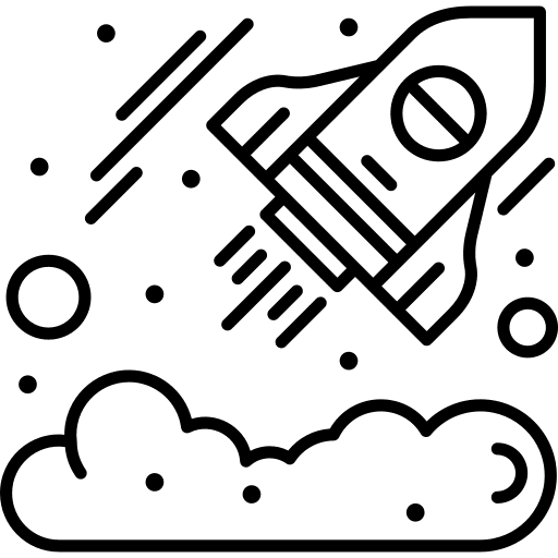Startup space ship transport launch icon