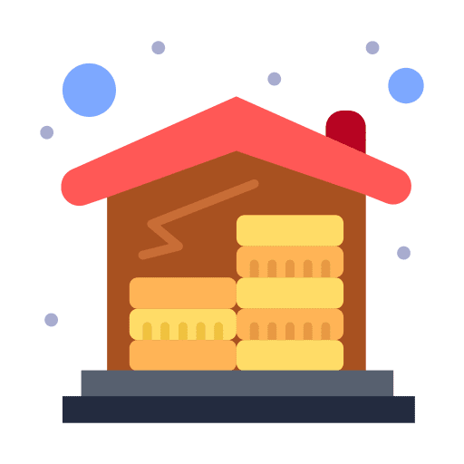 Home business stack of coins home icon Home business stack of coins home icon