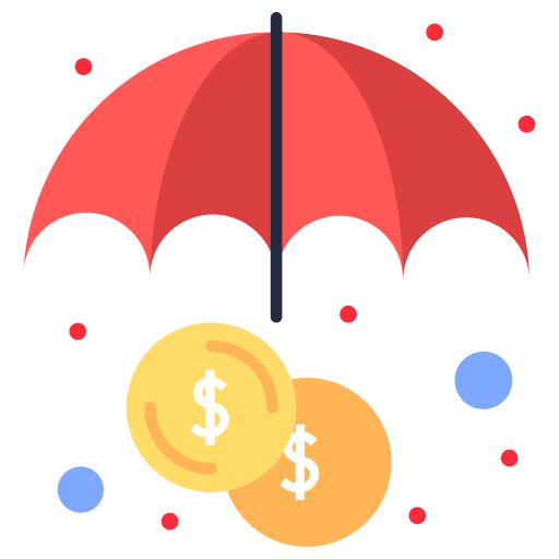 Insurance protection umbrella coins icon Insurance protection umbrella coins icon