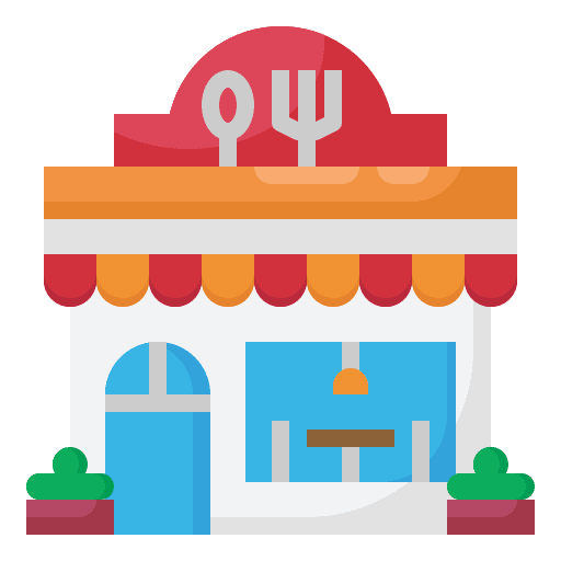Restaurant shop building food icon
