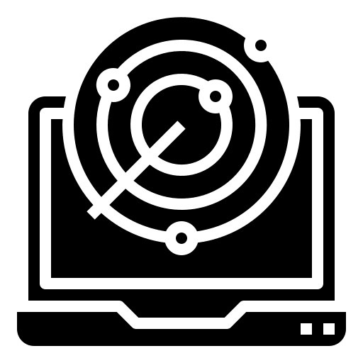 Laptop searching radar location icon