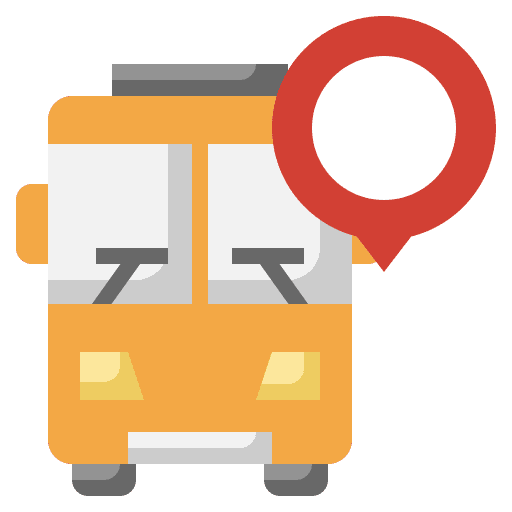 Bus public transport tracking maps and location icon
