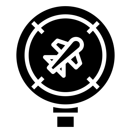 Flight airplane loupe search icon