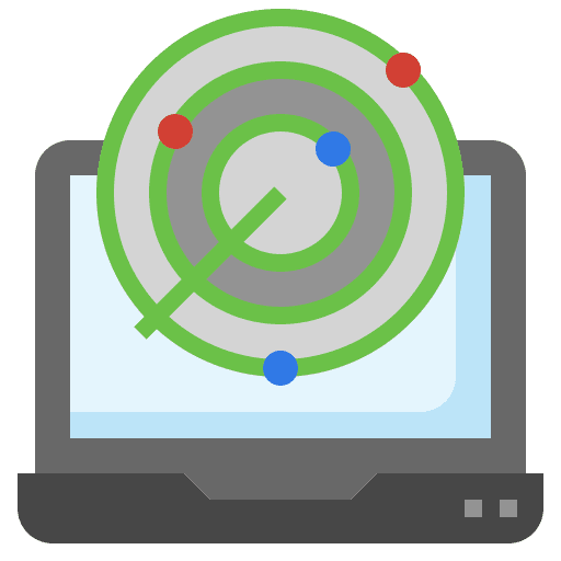 Laptop radar location electronics icon