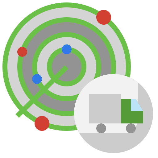 Radar shipping and delivery radar position icon