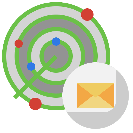 Mail maps and location position scanning icon