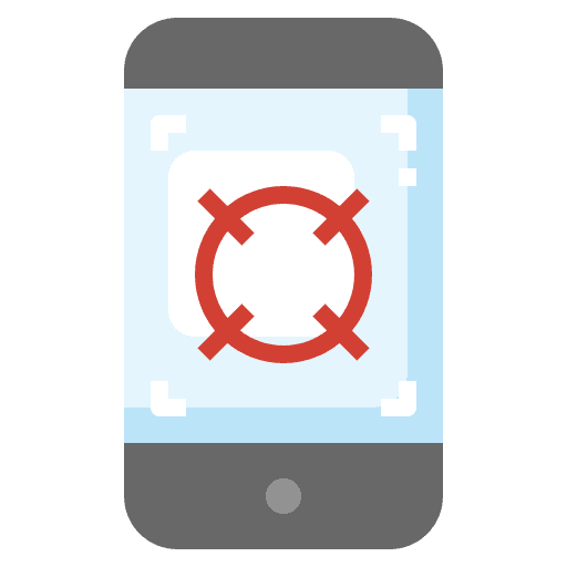 Smartphone aim shipping and delivery location icon