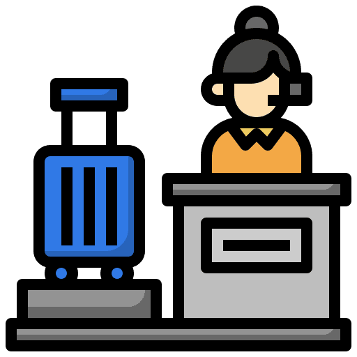Airport travel desk luggage icon