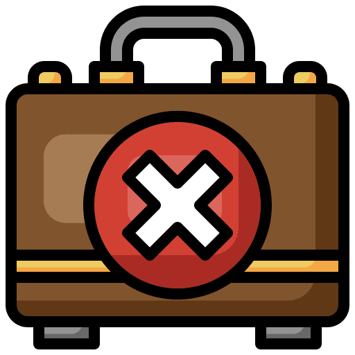 Rejected travel suitcase briefcase icon Rejected travel suitcase briefcase icon