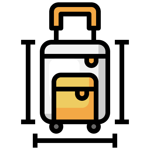 Size luggage suitcase bag icon