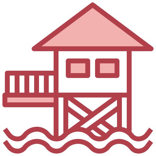 Stilts water holidays beach house icon Stilts water holidays beach house icon