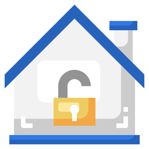 Unlocked architecture and city home lock icon