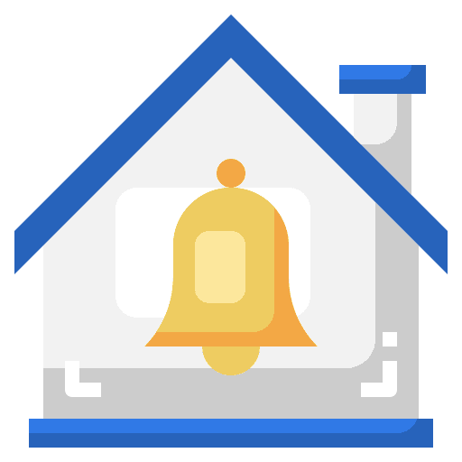 Notification system smart home architecture and city icon