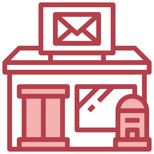 Post office architecture and city envelope post office icon