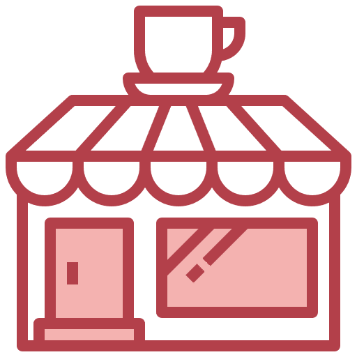 Coffee shop architecture and city buildings business icon