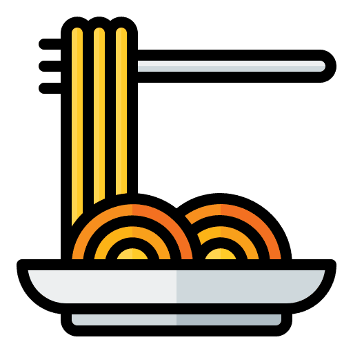 Spaghetti gastronomy plate fork icon