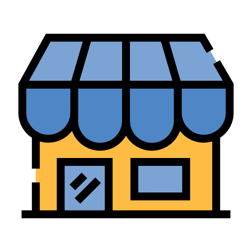 Shop commerce store architecture and city icon