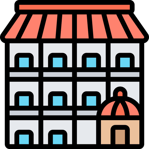 Residential architecture and city office block buildings icon Residential architecture and city office block buildings icon