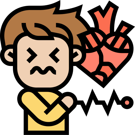 Heart attack healthcare and medical man cardiology icon