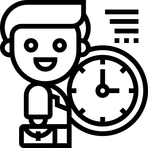 Working clock user punctuality icon