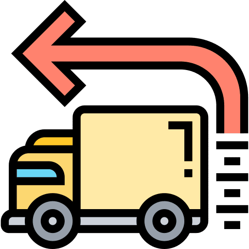 Return truck shipping and delivery transport icon