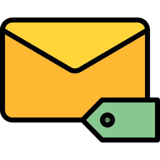 Tagged envelope mail communications icon Tagged envelope mail communications icon