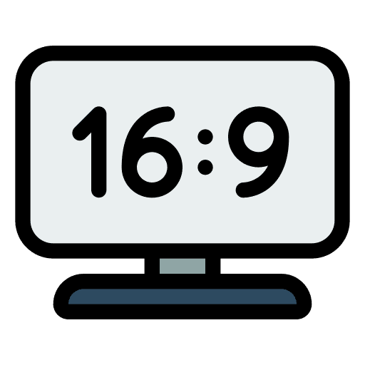 Aspect ratio music and multimedia aspect 16:9 icon Aspect ratio music and multimedia aspect 16:9 icon