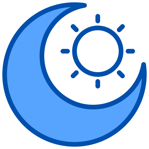 Day and night nature moon time and date icon