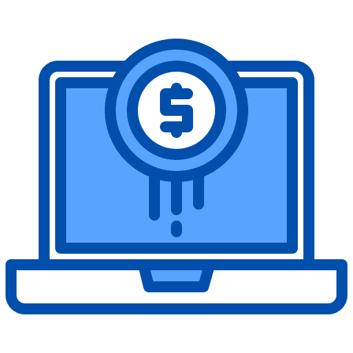 Online business laptop online business money currency icon