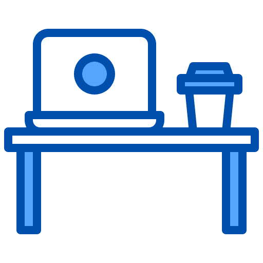 Workspace furniture and household laptop coffee icon Workspace furniture and household laptop coffee icon