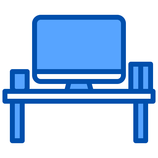 Workspace office table desktop computer workspace icon Workspace office table desktop computer workspace icon