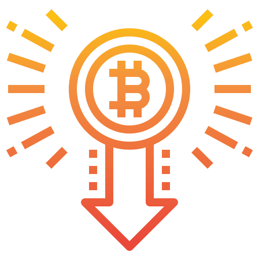 Drop in value cryptocurrency bitcoin currency icon