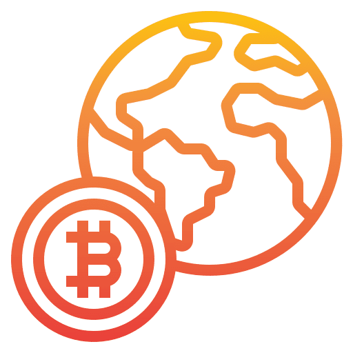 Global cryptocurrency world business and finance icon Global cryptocurrency world business and finance icon