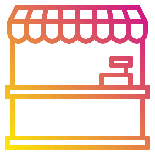 Shop counter cash machine store icon