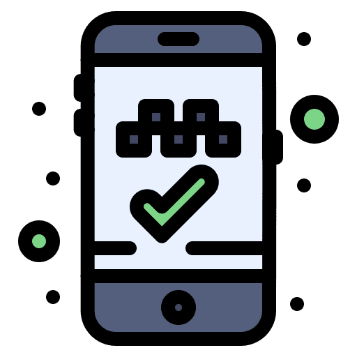 Booking mobile phone cab electronics icon Booking mobile phone cab electronics icon