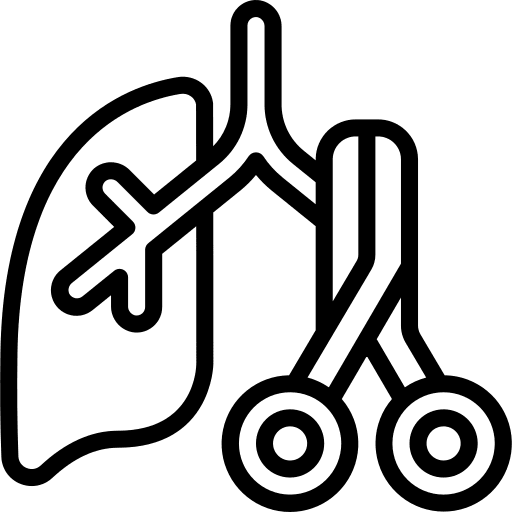 Lung healthcare and medical organ amputation icon