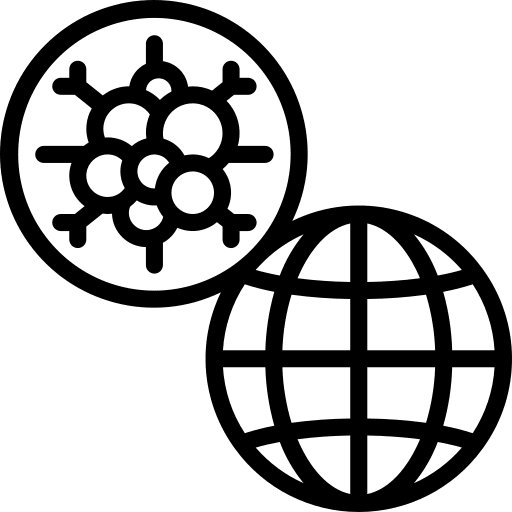 Global research globe cell online icon