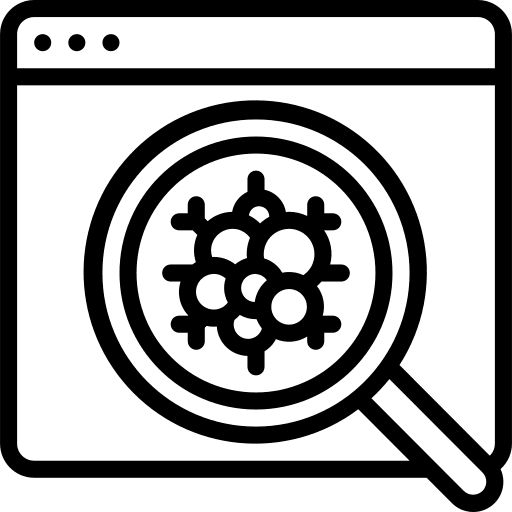 Website browser magnifying glass cell icon