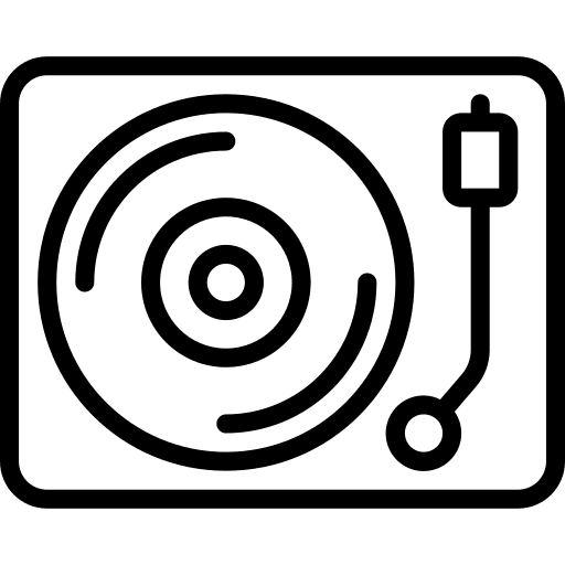Vinyl player music and multimedia turntable electronics icon Vinyl player music and multimedia turntable electronics icon