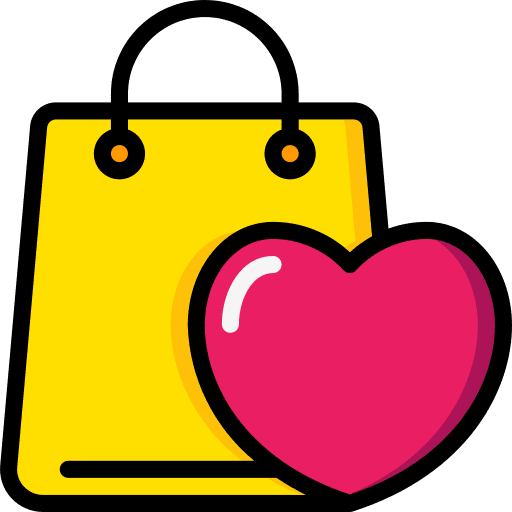 Shopping bag commerce heart go shopping icon
