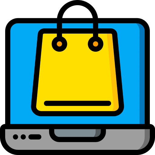 Laptop online store shopping bag ecommerce icon