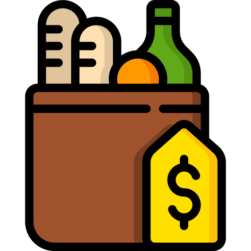 Groceries goods price tag food icon