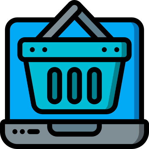 Laptop electronics ecommerce shopping basket icon