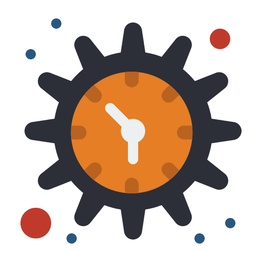 Clock gear productivity time and date icon