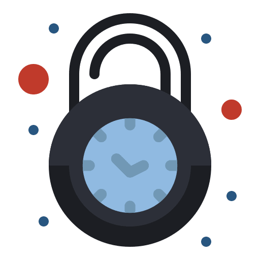 Padlock time and date lock security icon