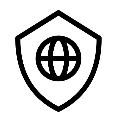 Globe shield encrypted secure icon