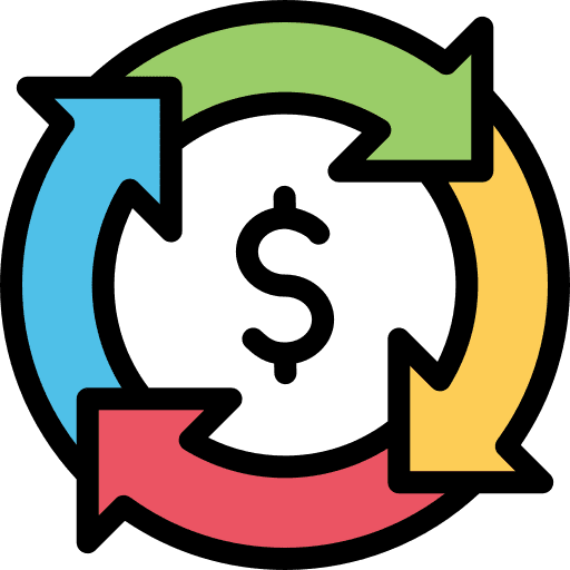 Return on investment dollar circulation supply chain icon