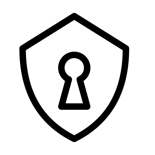 Unlock encrypted locked shield icon