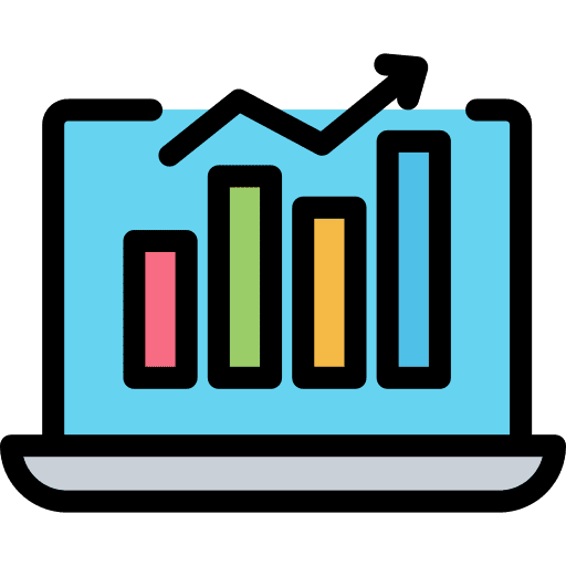 Growth laptop statistics graph icon Growth laptop statistics graph icon