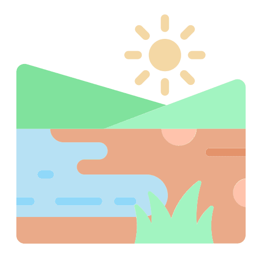 River scenery mountain nature icon